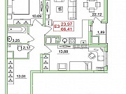 2-комнатная квартира, 66.5 м², 11/21 эт. Рязань