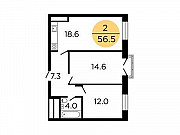 2-комнатная квартира, 55.8 м², 21/29 эт. Москва