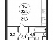 1-комнатная квартира, 32.5 м², 1/25 эт. Москва