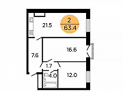 2-комнатная квартира, 63.6 м², 11/29 эт. Москва