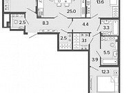 3-комнатная квартира, 98.5 м², 2/8 эт. Санкт-Петербург
