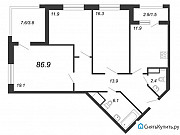 3-комнатная квартира, 86.9 м², 7/14 эт. Санкт-Петербург