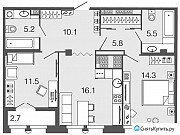 2-комнатная квартира, 68.5 м², 8/8 эт. Санкт-Петербург