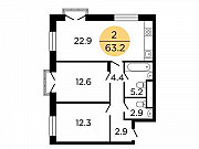 2-комнатная квартира, 63.2 м², 13/29 эт. Москва