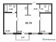 2-комнатная квартира, 65.8 м², 4/23 эт. Санкт-Петербург