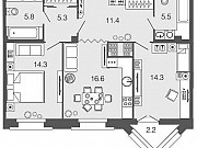 2-комнатная квартира, 73.2 м², 6/8 эт. Санкт-Петербург