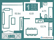 1-комнатная квартира, 43 м², 6/8 эт. Калининград