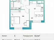 1-комнатная квартира, 36.5 м², 12/30 эт. Москва