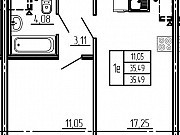 1-комнатная квартира, 35.5 м², 2/19 эт. Санкт-Петербург