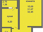 1-комнатная квартира, 32 м², 5/9 эт. Воронеж