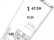 1-комнатная квартира, 47.6 м², 14/24 эт. Москва