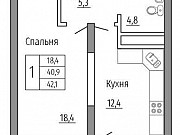 1-комнатная квартира, 42.3 м², 21/25 эт. Воронеж
