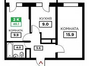 2-комнатная квартира, 46 м², 7/24 эт. Краснодар