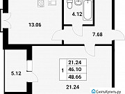 1-комнатная квартира, 52.5 м², 3/4 эт. Санкт-Петербург