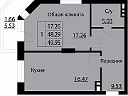 1-комнатная квартира, 50.2 м², 2/22 эт. Воронеж
