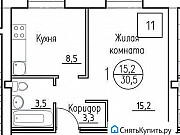 1-комнатная квартира, 30.5 м², 3/3 эт. Калуга