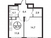 1-комнатная квартира, 39.7 м², 3/12 эт. Москва