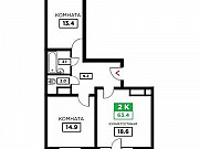 2-комнатная квартира, 63.4 м², 3/24 эт. Краснодар