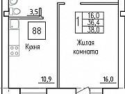 1-комнатная квартира, 38 м², 1/3 эт. Калуга