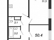 2-комнатная квартира, 50.4 м², 11/18 эт. Санкт-Петербург