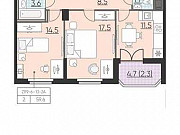 2-комнатная квартира, 59.6 м², 11/23 эт. Санкт-Петербург