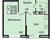 1-комнатная квартира, 33.7 м², 11/17 эт. Краснодар