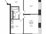 2-комнатная квартира, 56.3 м², 5/25 эт. Москва