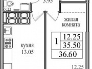 1-комнатная квартира, 36.6 м², 21/27 эт. Санкт-Петербург