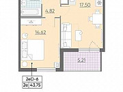 2-комнатная квартира, 43.8 м², 6/14 эт. Санкт-Петербург