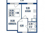 1-комнатная квартира, 34.7 м², 6/18 эт. Санкт-Петербург