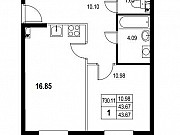 1-комнатная квартира, 43.7 м², 1/10 эт. Санкт-Петербург