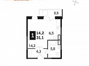1-комнатная квартира, 31 м², 9/19 эт. Калуга