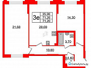 2-комнатная квартира, 71.2 м², 2/18 эт. Санкт-Петербург