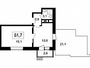 2-комнатная квартира, 61.7 м², 7/7 эт. Мытищи