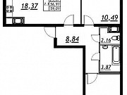 2-комнатная квартира, 56.1 м², 22/25 эт. Санкт-Петербург