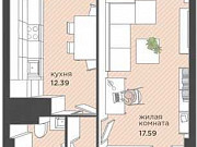 1-комнатная квартира, 48.6 м², 10/25 эт. Калининград