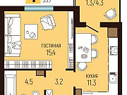 1-комнатная квартира, 38.7 м², 9/16 эт. Калининград