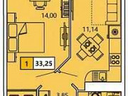 1-комнатная квартира, 33.4 м², 4/11 эт. Санкт-Петербург