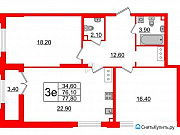 2-комнатная квартира, 77.8 м², 17/18 эт. Санкт-Петербург