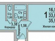 2-комнатная квартира, 35.9 м², 10/10 эт. Рощино