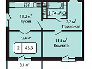 2-комнатная квартира, 42.3 м², 4/7 эт. Супсех