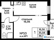 1-комнатная квартира, 36.8 м², 1/8 эт. Москва