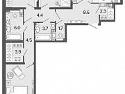 3-комнатная квартира, 97.7 м², 8/8 эт. Санкт-Петербург