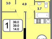 1-комнатная квартира, 39 м², 19/22 эт. Москва