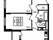 2-комнатная квартира, 57.2 м², 2/17 эт. Мытищи