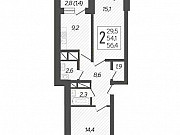 2-комнатная квартира, 56.4 м², 12/15 эт. Краснодар