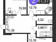 2-комнатная квартира, 61.4 м², 2/9 эт. Сургут