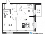 2-комнатная квартира, 53.8 м², 5/23 эт. Москва