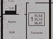 1-комнатная квартира, 37 м², 9/9 эт. Пермь