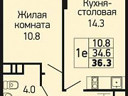 1-комнатная квартира, 36.3 м², 13/24 эт. Краснодар